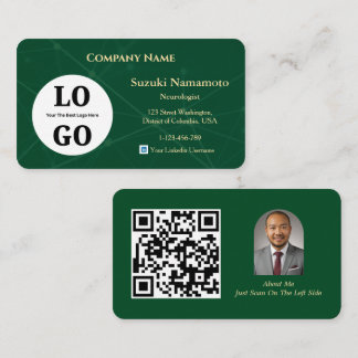 Neurology Business Card Custom Logo Emerald Green 名刺