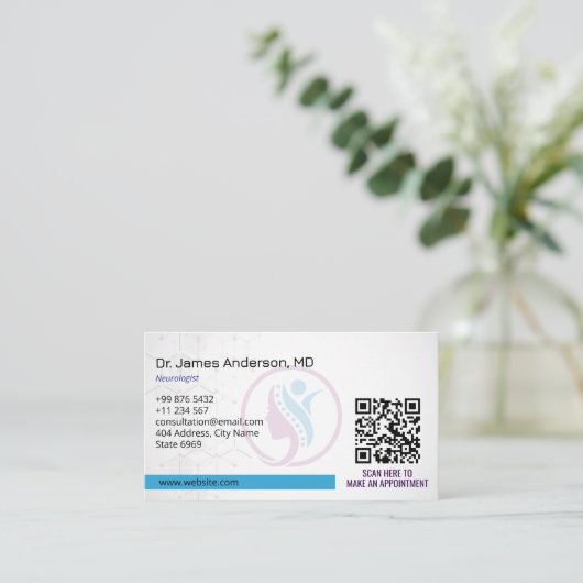 Neurology Therapy Business | Minimalist White 名刺 (スタンド正面)