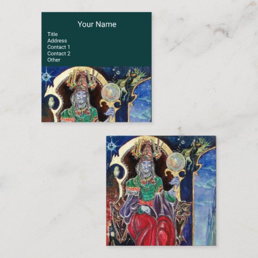 NEUROMANCER、星占い師、サイキック・リーダー・ブルー・グリーン スクエア名刺 (正面/裏面)