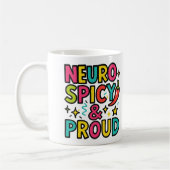 Neurospicy and Proud – Bright Neurodivergent Pride コーヒーマグカップ (左)