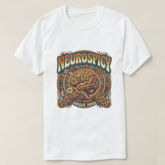 Neurospicy Brain | Groovy Retro Psychedelic Tee Tシャツ (デザイン正面)