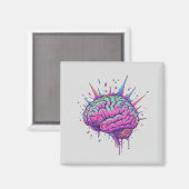 Neurospicy Cyberpunk Art | Pink Neon Brain  マグネット (正面/裏面)