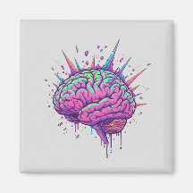 Neurospicy Cyberpunk Art | Pink Neon Brain 