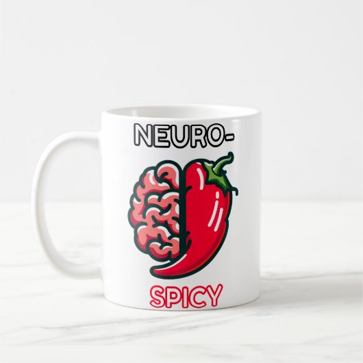 Neurospicy Neurodivergence Funny Adhd Autism Humor コーヒーマグカップ (左)
