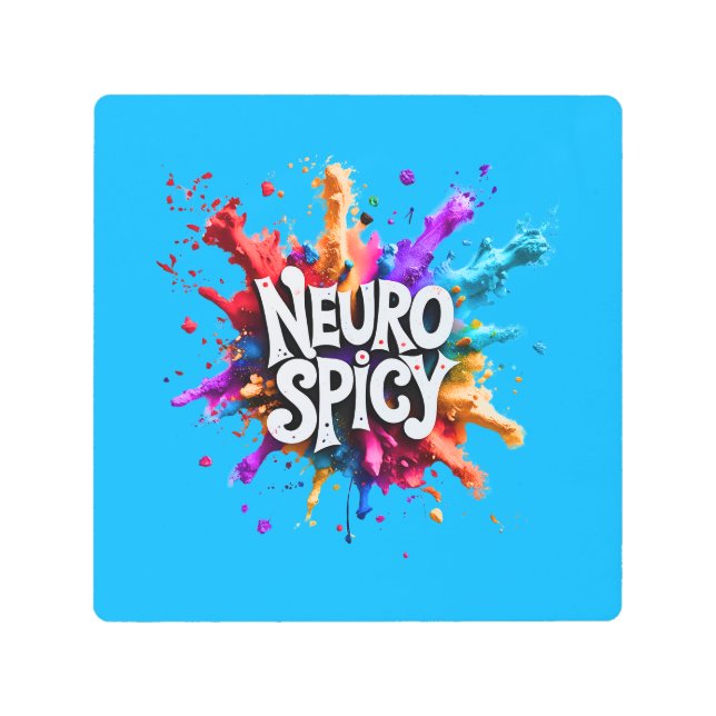 NEUROSPICY neurodiversity autism adhd dyslexia メタルプリント (正面)