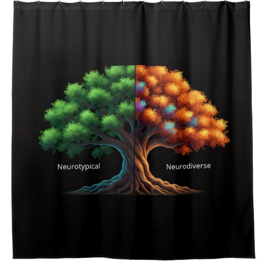 Neurotypical vs. Neurodiverse シャワーカーテン (正面)