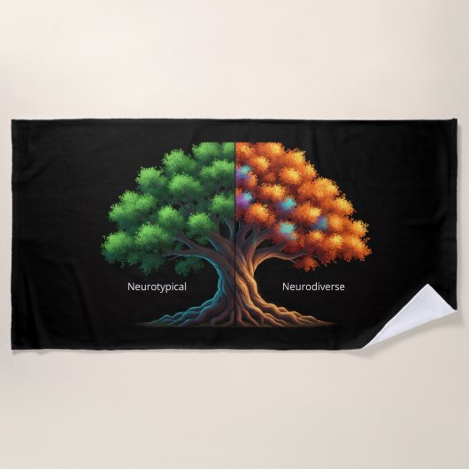 Neurotypical vs. Neurodiverse ビーチタオル (正面)