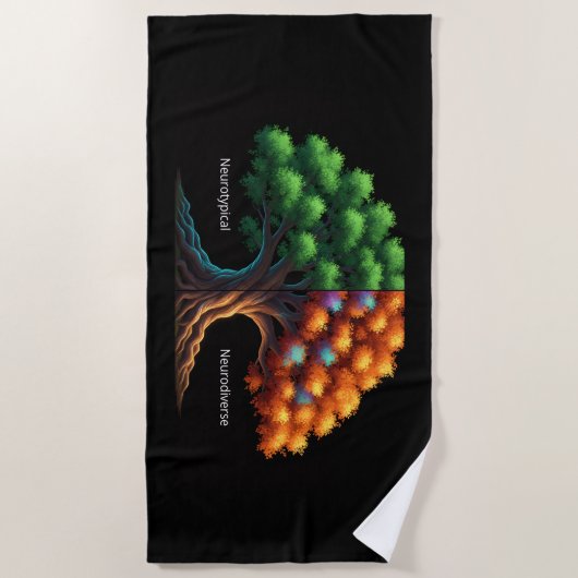 Neurotypical vs. Neurodiverse ビーチタオル (正面)