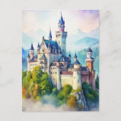 Neuschwanstein城の水の色絵画の ポストカード (正面)