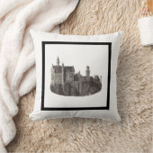 Neuschwanstein城の白黒の歴史芸術 クッション (ブランケット)