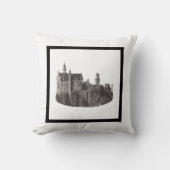 Neuschwanstein城の白黒の歴史芸術 クッション (正面)