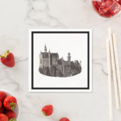 Neuschwanstein城の白黒の歴史芸術 スタンダードカクテルナプキン (インサイチュ)