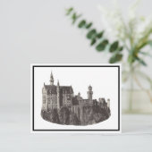 Neuschwanstein城の白黒の歴史芸術 ポストカード (スタンド正面)