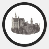 Neuschwanstein城の白黒の歴史芸術 ラウンドシール (正面)