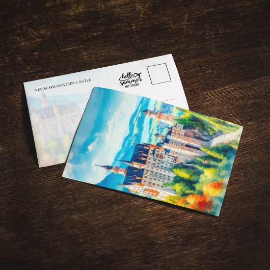 Neuschwanstein城ドイツ水彩絵葉書 招待状