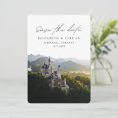 Neuschwanstein城結婚式の日付を保存 招待状 (スタンド正面)