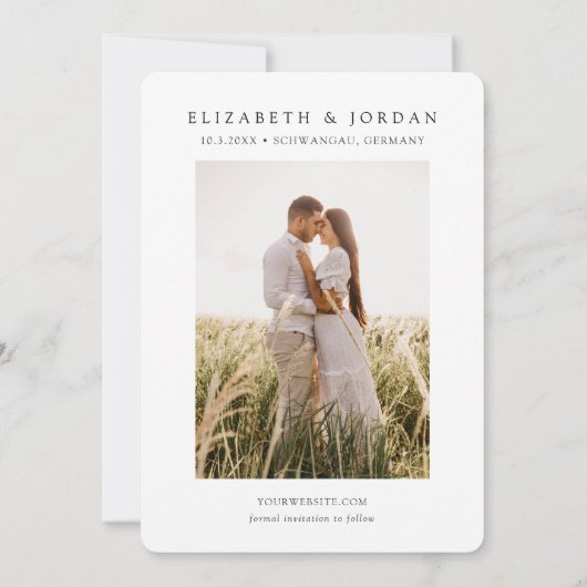 Neuschwanstein城結婚式の日付を保存 招待状 (裏面)