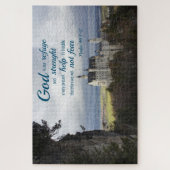 neuschwanstein城、詩篇46 1-2 20 x 30" ジグソーパズル (縦)