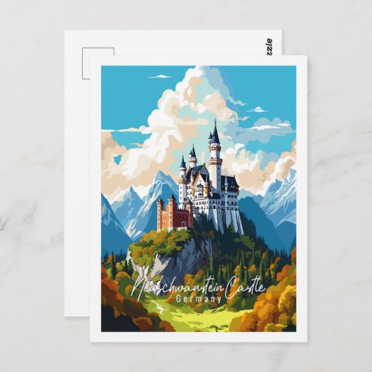 Neuschwanstein Castleドイツのヴィンテージ旅行地 ポストカード (正面/裏面)