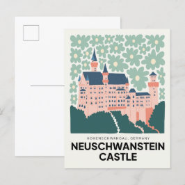Neuschwanstein Castleドイツ旅行フローラアート ポストカード