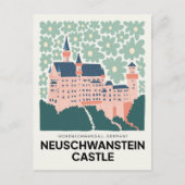 Neuschwanstein Castleドイツ旅行フローラアート ポストカード (正面)