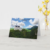 Neuschwanstein Castle Bavariaドイツ写真 カード (黄色い花)