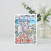 Neuschwastain城ドイツ旅行水色 ポストカード (スタンド正面)