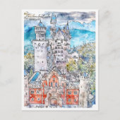 Neuschwastain城ドイツ旅行水色 ポストカード (正面)