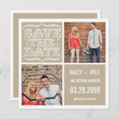 NEUTALSモダン日付の正方形の写真カードを保存 招待状 (正面/裏面)