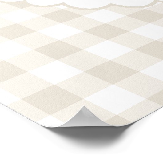 Neutr Gingham Silly Goose Baby Shower Welcome Sign ポスター (角)