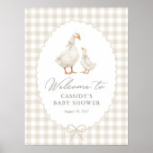 Neutr Gingham Silly Goose Baby Shower Welcome Sign ポスター (正面)