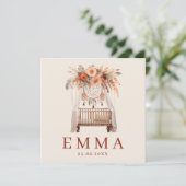 Neutraal Boho Wieg Bloemen  Aardetinten geboorte カード (スタンド正面)