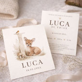 Neutraal geboortekaartje hertje monogram L カード