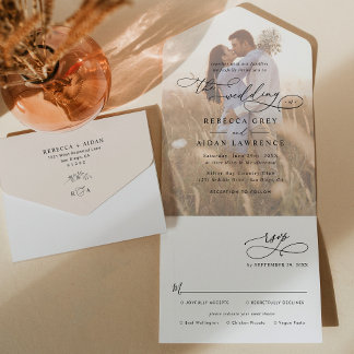 Neutral エレガント Boho Photo結婚's オールインワン招待状