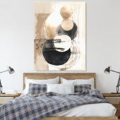 Neutral Abstract Circles Beige Black Minimalist キャンバスプリント (インサイチュ (寝室))