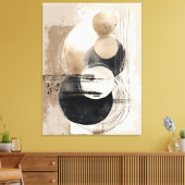 Neutral Abstract Circles Beige Black Minimalist キャンバスプリント (インサイチュ (リビング))