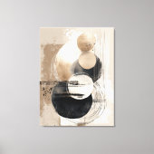 Neutral Abstract Circles Beige Black Minimalist キャンバスプリント (正面)