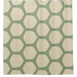 Neutral Abstract Green & Beige Minimal Pattern シャワーカーテン
