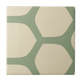 Neutral Abstract Green & Beige Minimal Pattern タイル