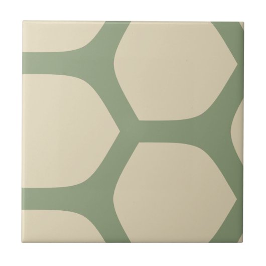Neutral Abstract Green & Beige Minimal Pattern タイル (正面)