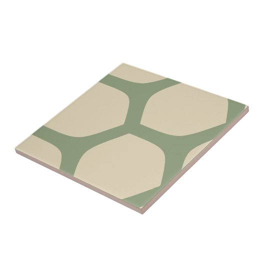 Neutral Abstract Green & Beige Minimal Pattern タイル (側面)