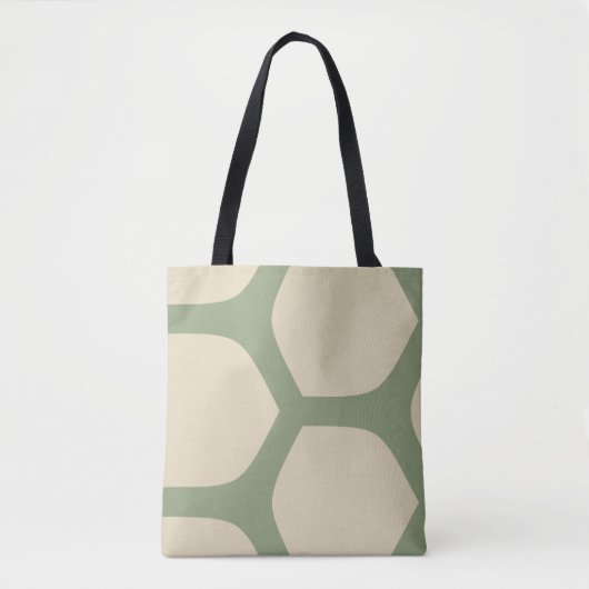 Neutral Abstract Green & Beige Minimal Pattern トートバッグ (正面)