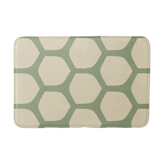 Neutral Abstract Green & Beige Minimal Pattern バスマット (正面)