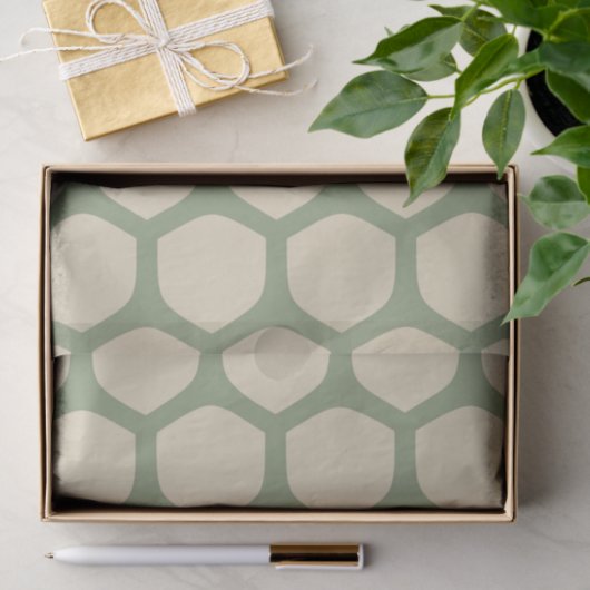 Neutral Abstract Green & Beige Minimal Pattern 薄葉紙 (ギフト)