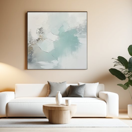 Neutral Abstract Green Beige Minimalist Wall Art ポスター