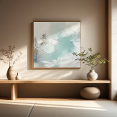 Neutral Abstract Green Beige Minimalist Wall Art ポスター