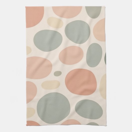 Neutral Abstract Organic Shapes Modern キッチンタオル (縦)