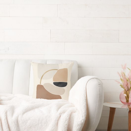 Neutral Abstract Shapes | Minimal Modern Fine Art クッション (ソファ)