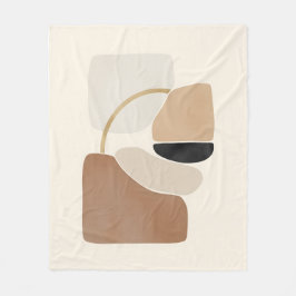 Neutral Abstract Shapes | Minimal Modern Fine Art  フリースブランケット