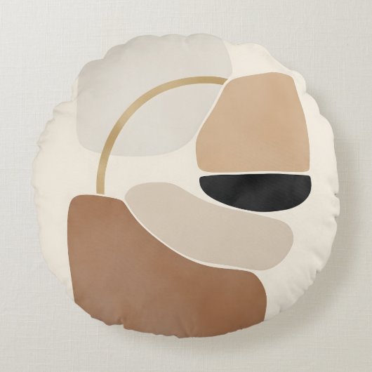 Neutral Abstract Shapes | Minimal Modern Fine Art  ラウンドクッション (正面)